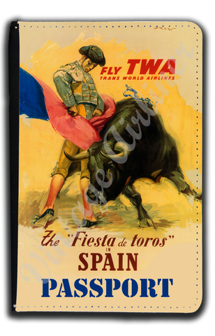 TWA Spain Travel Poster Passport Case