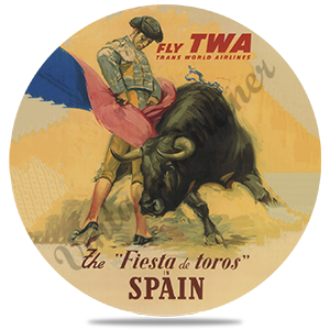 TWA Spain Travel Poster Round Coaster