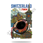 TWA Switzerland Travel Poster Round Coaster