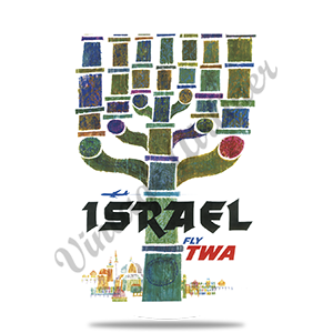 TWA Israel 1950's Travel Poster Round Coaster