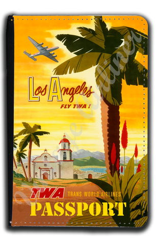 TWA Los Angeles 1950's Travel Poster Passport Case
