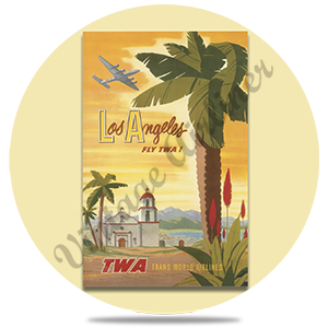 TWA Los Angeles 1950's Travel Poster Round Coaster