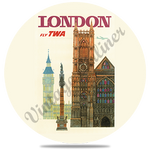 TWA London Travel Poster Round Coaster
