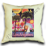 AA Los Angeles Travel Poster Linen Pillow Case Cover