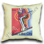 AA Utah Ski Travel Poster Linen Pillow Case Cover