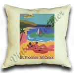 AA St. Thomas/St. Croix Travel Poster Linen Pillow Case Cover