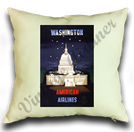 AA Washington DC 1960's Travel Poster Linen Pillow Case Cover