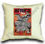 TWA Africa Travel Poster Linen Pillow Case Cover