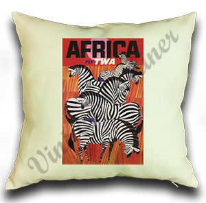 TWA Africa Travel Poster Linen Pillow Case Cover