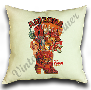 TWA Arizona Travel Poster Linen Pillow Case Cover