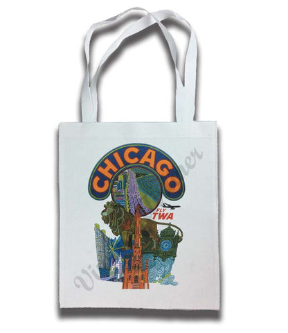 TWA Chicago Travel Poster Tote Bag