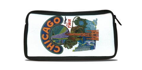 TWA Chicago Travel Poster Bag Sticker Travel Pouch