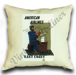 East Coast American Airlines Original Travel Poster Linen Pillow Case Cover