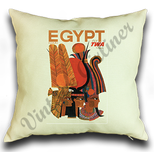 TWA Egypt Travel Poster Linen Pillow Case Cover