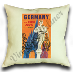 TWA Germany 1950's Travel Poster Linen Pillow Case Cover