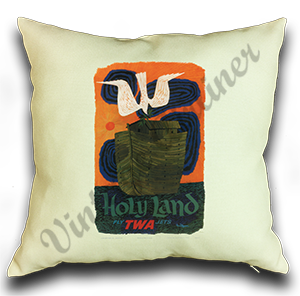 TWA Holy Land Travel Poster Linen Pillow Case Cover