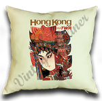 TWA Hong Kong Travel Poster Linen Pillow Case Cover