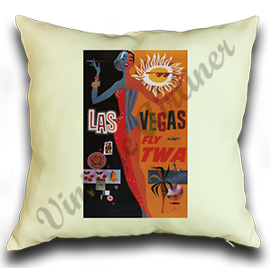 TWA Las Vegas Travel Poster Linen Pillow Case Cover