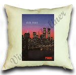 TWA New York City 1980's Travel Poster Linen Pillow Case Cover