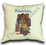 TWA Philadelphia Travel Poster Linen Pillow Case Cover