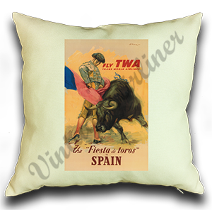 TWA Spain Travel Poster Linen Pillow Case Cover