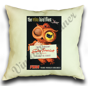 TWA Sky Tourist Travel Poster Linen Pillow Case Cover