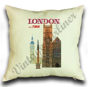 TWA London Travel Poster Linen Pillow Case Cover
