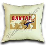 QANTAS 1960's World Map Linen Pillow Case Cover