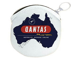 QANTAS Airlines Vintage Bag Sticker Round Coin Purse
