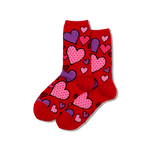 Red Hearts Women's Travel Themed Crew Socks