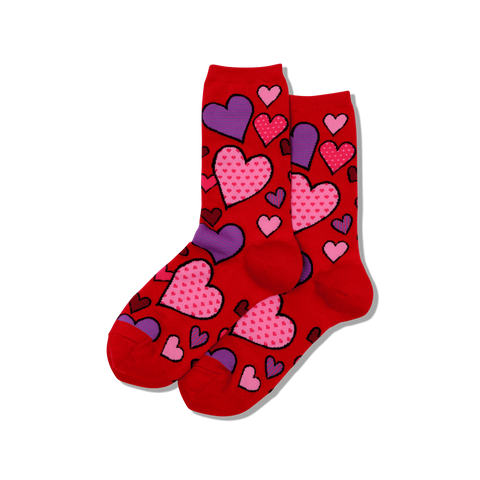 Red Hearts Women's Travel Themed Crew Socks