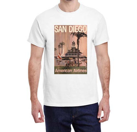 Vintage American Airlines San Diego Travel Poster T-shirt