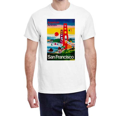 Vintage American Airlines San Francisco 1970's Travel Poster T-shirt ...