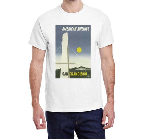 Vintage American Airlines San Francisco Travel Poster T-shirt