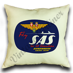 Scandinavian Airlines (SAS) 1950's Vintage Linen Pillow Case Cover