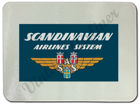 Scandinavian Airlines System Vintage Glass Cutting Board