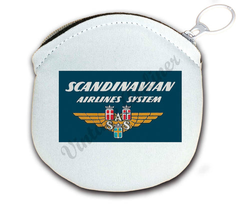 Scandinavian Airlines System Vintage Round Coin Purse