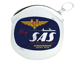 Scandinavian Airlines (SAS) 1950's Vintage Bag Sticker Round Coin Purse