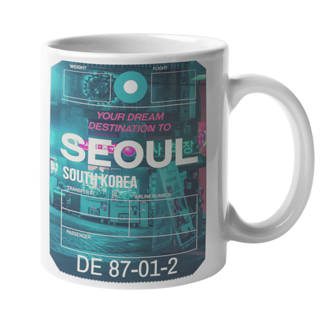 Seoul Baggage Tag Art Coffee Mug