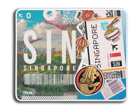 Ticket To Singapore Collage MousePad