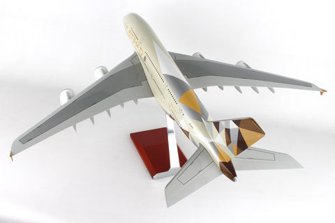 SKYMARKS ETIHAD A380 1/100 W/WOOD STAND & GEAR