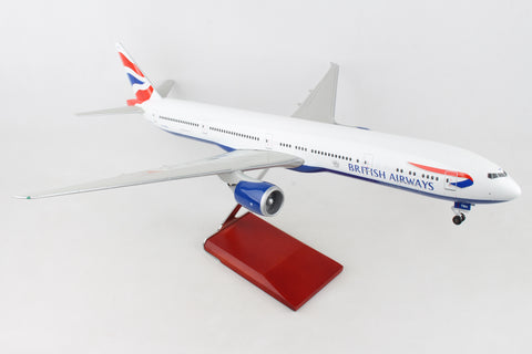SKYMARKS BRITISH 777-300 1/100 W/WOOD STAND & GEAR