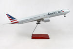 SKYMARKS AMERICAN 777-300ER 1/100 W/WOOD STAND & GEAR