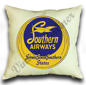 Southern Airways Vintage Bag Sticker Linen Pillow Case Cover