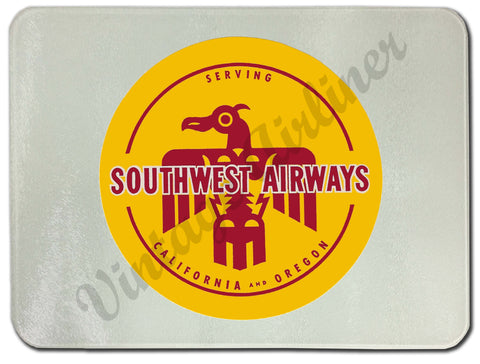 Southwest Airways Vintage Glass Cutting Board