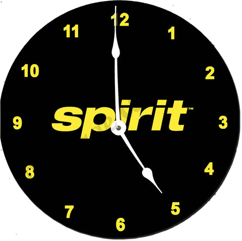 Spirit Airlines Yellow On Black Wall Clock