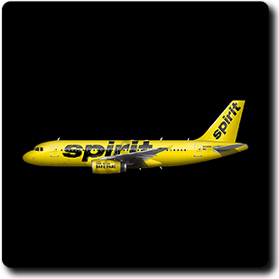 Spirit Airlines A319 Yellow Livery  -  Square Coaster