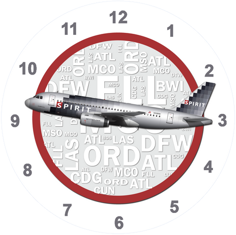 Spirit Airlines A319 Digital Livery Wall Clock