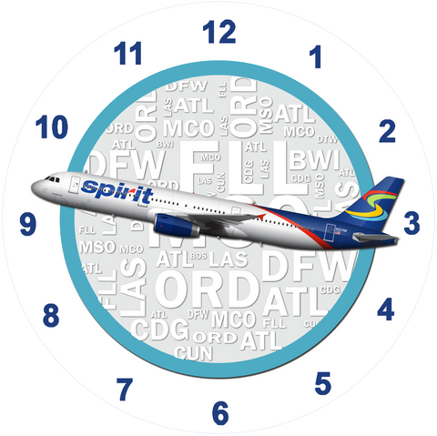 Spirit Airlines A319 Caribbean Livery Wall Clock