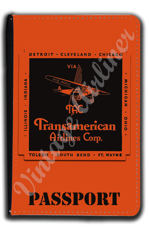 Transamerican Airlines Bag Sticker Passport Case